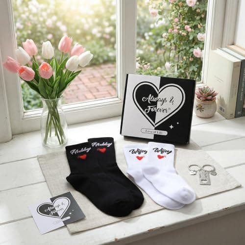 Zuimei Engagement Wedding Gifts for Couples Her Him Wifey&Husband Socks — view 3