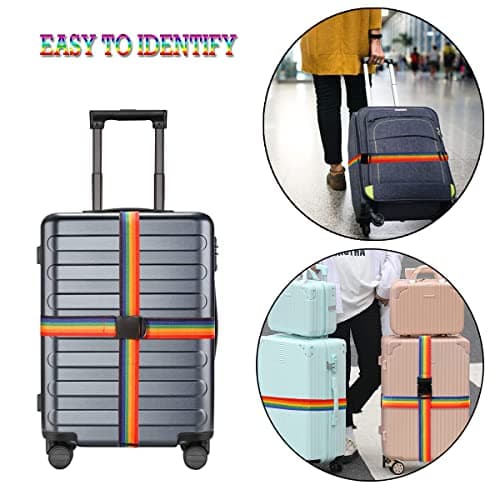 4x MIDHILL Heavy Duty Luggage Straps for Suitcases Packing Belts Travel Accessories Adjustable Bag Strap (Rainbow) — view 3