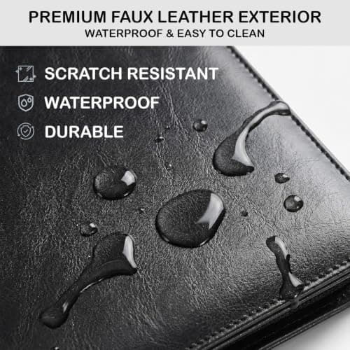 NEWYES PU Leather Zipper Conference Folder A4, Gifts for Men & Women, Travel Document Portfolio, Personal Agenda Organizer Folder, Black — view 5