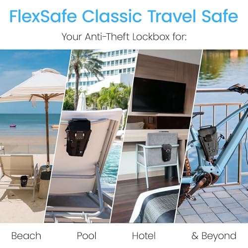 FlexSafe Aquavault | Beach Chair Vault | Anti Theft Combination Lock | 3 Digit Programmable Lock | Water Resistant, Slash Resistant and RFID Blocking (Black) — view 2
