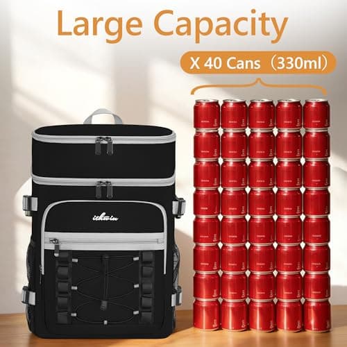 30L 40-Can Cooler Picnic Backpack Cool Bag, Portable Soft Food Cooler Box — view 6