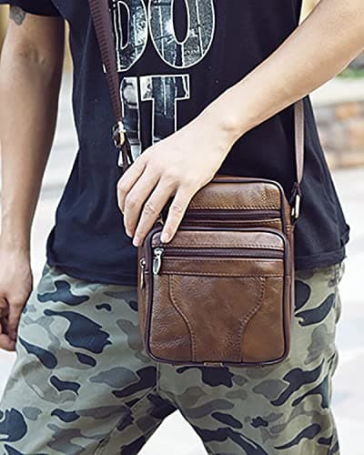 Realmark Men's Leather Shoulder Bags Genuine Leather Cross Body Bag Messenger Business Handbags Small Side Satchel Crossbody Bag — view 2