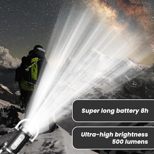 500LM Super Bright Mini Keychain Flashlight Waterproof LED Rechargeable Lumilink Torch Light High Lumens EDC Pocket Flashlight for Emergency Power Outdoor Hiking Camping (Black) [Energy Class A+++] — view 5