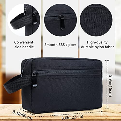 FUNSEED Travel Toiletry Bag for Women and Men, Shaving Bag for Toiletries Accessories, Foldable Storage Bags with Handle for Cosmetics Brushes Tools,Black — view 4