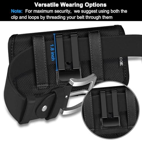 ykooe Horizontal Nylon Phone Holster for iPhone Pro Max 17/16/15/14/13/12/11/ Belt Clip Pouch for Samsung Galaxy Ultra S26/S25/S24/S23/S22/S21,Moto Smartphone (XL) — view 5