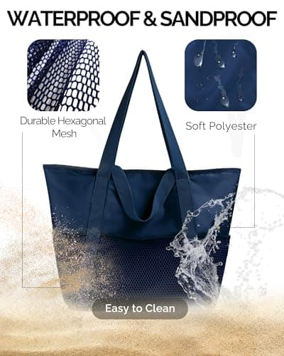 HOMESPON Beach Bag Large Waterproof Tote for Women with Zipper — view 5