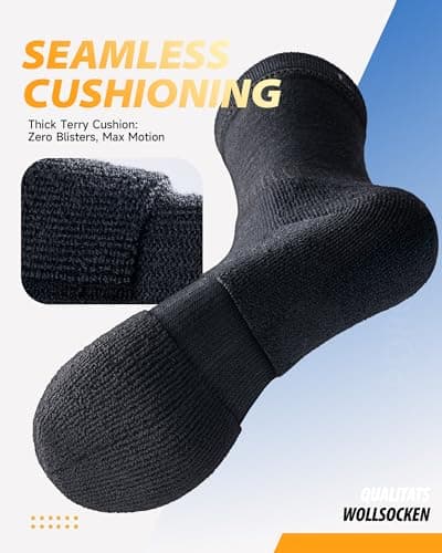 PULIOU Socks for Men Women, Lightweight Merino Wool Hiking Socks Moisture Wicking Breathable Cushion Socks for Walking Running Outdoor, Multipack,3 pairs — view 4