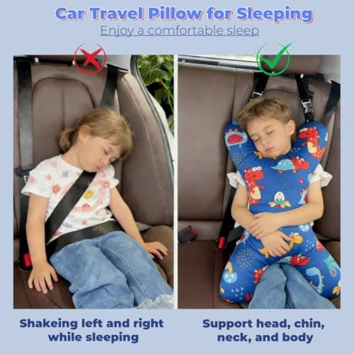 XINGYAOGJ X-Shaped Car Seat Pillow Head Neck Support Travel Pillow for Kid Adult Soft Comfortable Car Sleeping Headrest Cushion Adjustable Seat Belt Travel Cushion for Long Journey Airplane — view 4