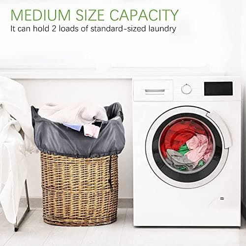 OTraki 2 Large Laundry Bags 50x60 cm Foldable Drawstring Gray Bin — view 3