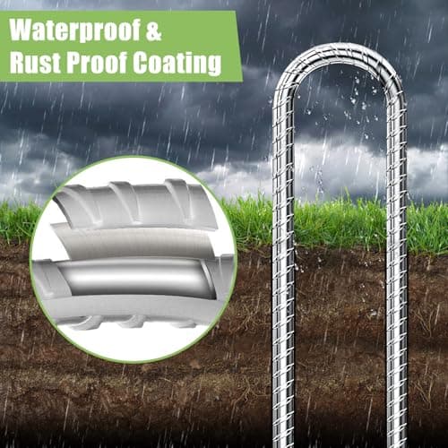 AVOFOREST 7 Pack Tent Pegs Metal Heavy Duty,12 Inch Ground Pegs,Galvanised Steel U Shaped Trampoline Pegs Ground Anchor Pegs for Outdoor Camping,Trampoline,Swing,Canopies — view 3