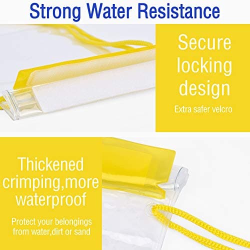 Garegce Clear Waterproof Pouch Bag, [4 Pack] Waterproof Bags Large Size Set, Waterproof Case Dry Bag for Beach/Swim/Boating/Kayaking/Hiking/Protect Phone/Camera/Cash/Document - Yellow — view 3