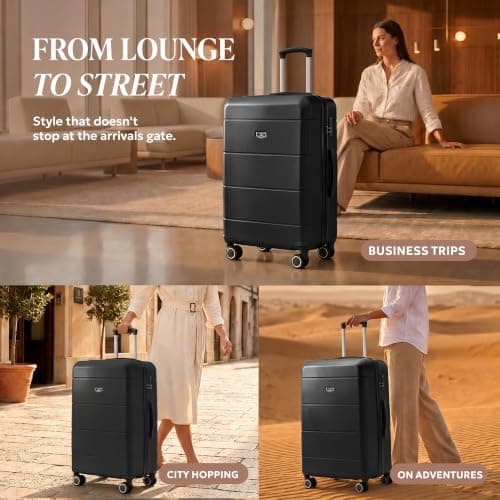LUGG - Jetset 32 Inch Large Suitcase – Lightweight Hard Shell Luggage with TSA Lock – Water-Resistant ABS Spinner Suitcase – 4 Wheels – 86x58x31cm Travel Bag — view 4