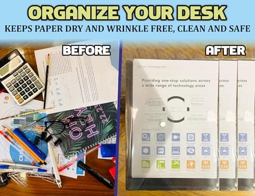 5 Assorted Color A4 Popper Wallets - Clear Plastic Paper Wallets for Document Storage and Office Organization Supplies - Lightweight Transparent Folders with Snap Closure (Pack of 5, A4) — view 5