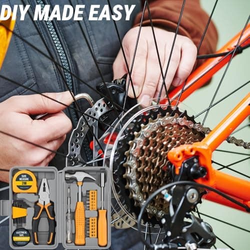 24pc Yellow Home DIY Tool Kit Set - Essential Household Hand Tools in Portable Storage Box for Home, Office & Garage Repairs - Starter Basic Tool Kit for Men & Women — view 6