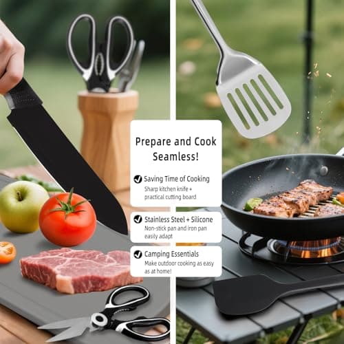 Lelezia Camping Essentials Accessories, 11 Pcs Cooking Utensils Set, Camping Utensils Set, Lightweight Portable Camping Gear Equipment for Car Kitchen Caravan Outdoor Hiking Picnic Rv — view 5