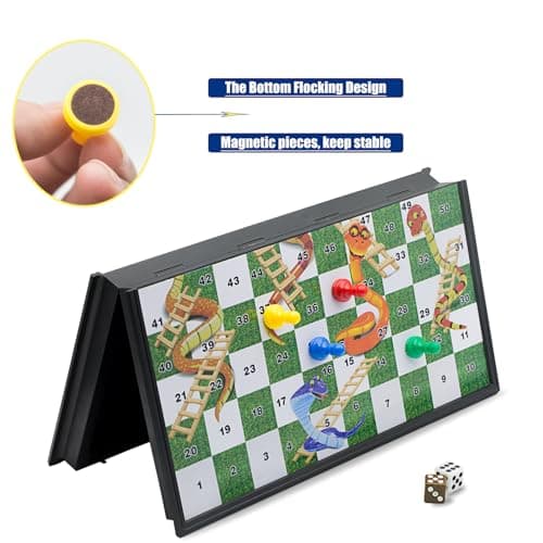KOKOSUN Snakes and Ladders Board Game Set -32 Centimeters, Magnetic Folding Travel Board Game for Kids — view 3