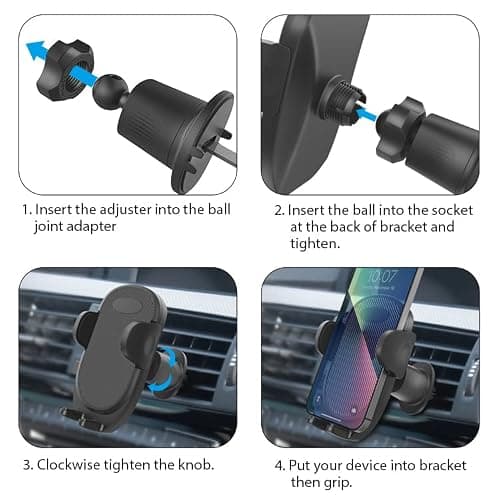 Super Stable Air Vent Cell Phone Car Mount with 2025 Metal Hook Clip 360° Rotation,One Button Release for iPhone, Samsung, Google, and All Other Smartphones — view 3