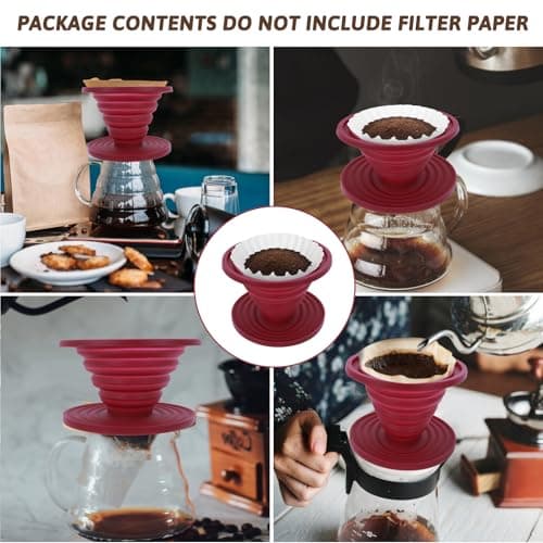 Coffee Dripper, Foldable Silicone Coffee Dripper Foldable Travel Pour Over Maker Reusable Filter Camping Makers for Backpacking Camping Travel Home Office — view 3