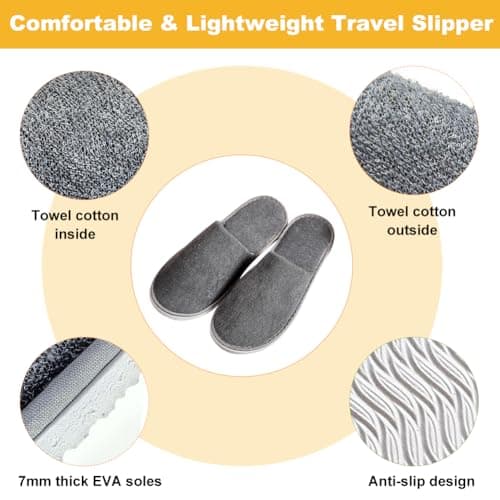 Cosysparks Portable Travel Slippers, Non-Disposable Hotel Slippers Reusable Spa Flight Anti-Slip Indoor House (Starry Sky Grey, UK Footwear Size System, Adult, Women, Alpha, Medium, One Size) — view 6