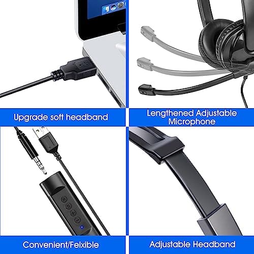 USB Headset with Microphone for PC Laptop, Adjustable Noise Cancelling Business Office Headsets & Duracell Plus C Batteries (6 Pack) - Alkaline 1.5V - 100% Life Guarenteed — view 3