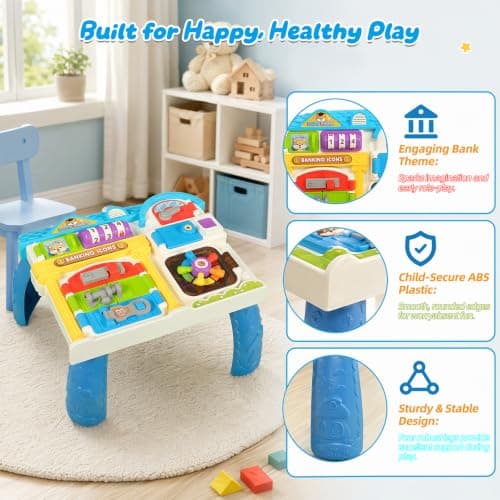 Mostop Busy Board for Toddlers with 7 Locks & Lights Sounds, Travel Activity Board for Plane Car Journeys, Portable Sensory Toy for Boys Girls Age, Ideal for Restaurant Visit Family Trips — view 2
