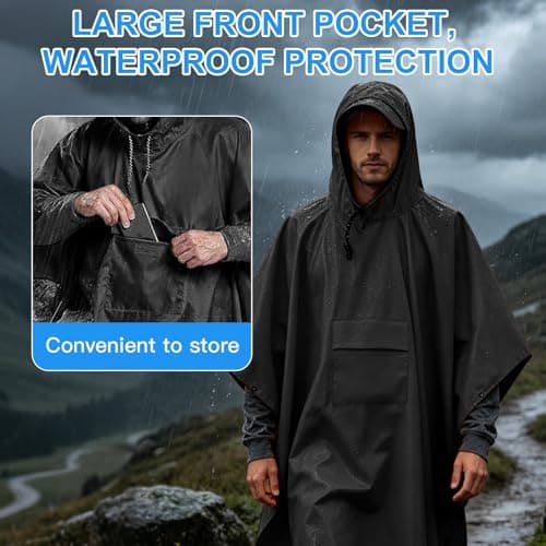 Waterproof Poncho Adult, Rain Poncho for Camping Fishing Hunting Festival — view 5