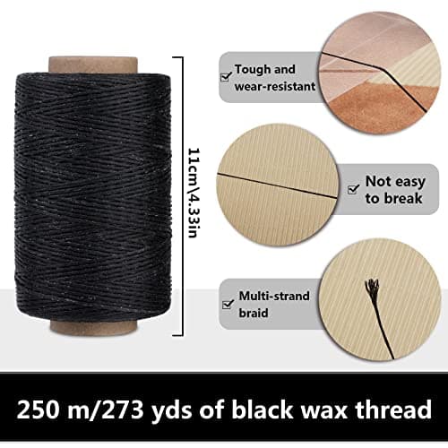 SUVSOON 273 Yards Leather Waxed Thread Kit, Black Leather Stitching Kit — view 3