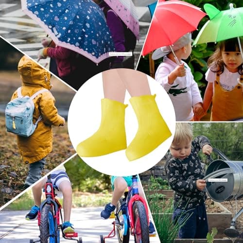 Adorila Kids Waterproof Silicone Shoe Covers, Reusable Non-Slip, Yellow, S — view 6