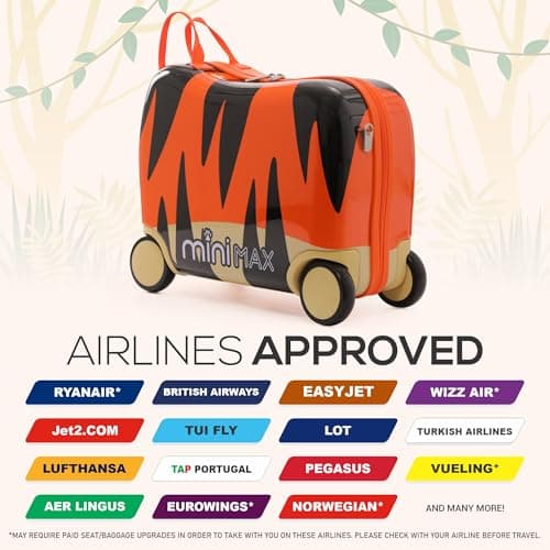 MiniMax Kids Ride-On Suitcase 45x36x20 with Neck Pillow & Drawstring Bag — view 4
