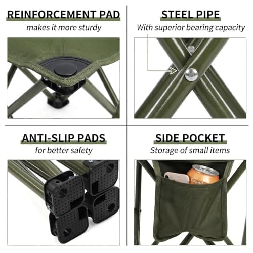 Cididu 2 Pack Camping Stool, Compact Camping Chair Portable, 33x33x33 cm Lightweight Folding Stool Seat with Side Pocket and Carry Bag for Outdoor Hiking Fishing Picnic Beach and Lawn Party — view 4