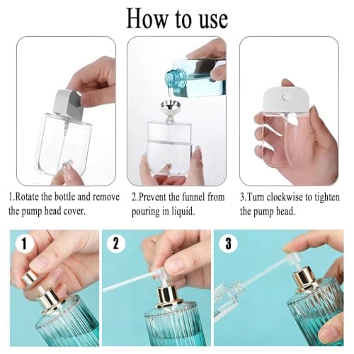 MSLSOZ 4-Pack Reusable Portable 50ml Spray Bottles with Hooks & Silicone Sleeves, Refill Nozzle and Funnel for Hand Sanitizer & Fragrance Cosmetics Moisturizer (Empty Bottles, Twist-off Caps). — view 4