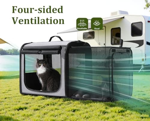 Dog Car Carrier LightWeight 61×45×52cm, Expandable Dog Carrier, Grey — view 6