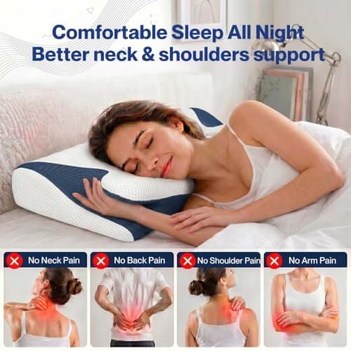 Lavio Cervical Neck Pillow Memory Foam Orthopedic Ergonomic Support Blue — view 6