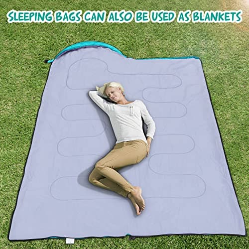 Pystuvo Sleeping Bag for Adults,4 Season Sleeping Bag,Lightweight,Waterproof Indoor & Outdoor Use,Navy Blue+Blue — view 4
