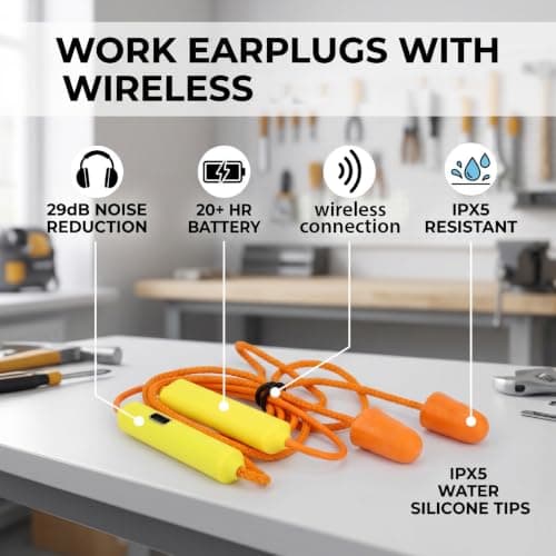 YUEHISY Ear Plugs Bluetooth Headphones for Work (Yellow) — view 6