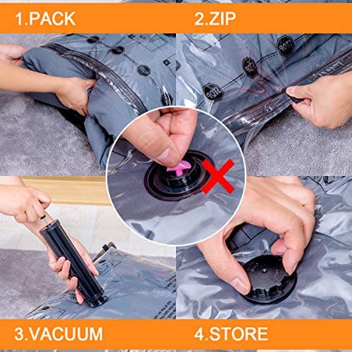 Vacuum Storage Bags (5 x Medium, 5 x Small), Space Saver Sealer Compression Bags with Travel Hand Pump for Blankets, Comforters, Pillows, Clothes Storage — view 4