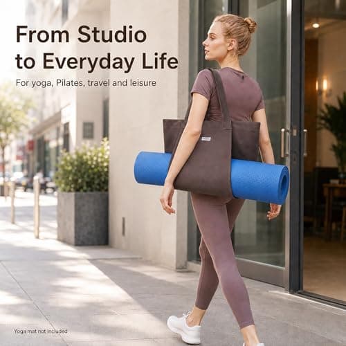 Cwokarb Yoga Bag for Women, Cotton Canvas Yoga Mat Tote with Wet Pocket — view 2