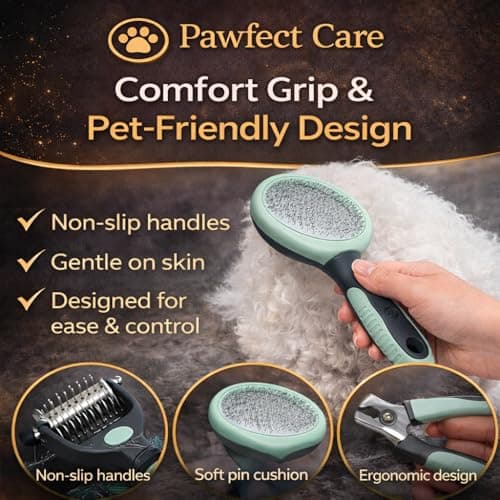 Dog Grooming Kit – Professional Deshedding Brush, Nail Clippers, Scissors & Travel Bowl – Complete Pet Grooming Set for Dogs – Suitable for All Breeds – Pawfect Care — view 6
