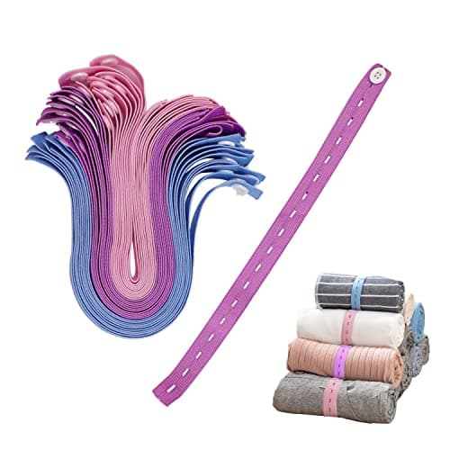 LELE LIFE 30Pcs Clothes Storage Elastic Band, Adjustable Clothing Storage Strap with Button Buttonholes, Travel Luggage Space Saver, Drawer Closet Organizer, 3 Colors