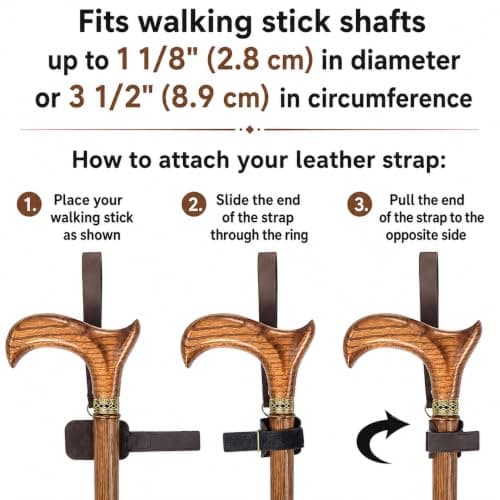 Asterom Genuine Leather Walking Stick Strap, Wrist Strap for Walking Sticks — view 4