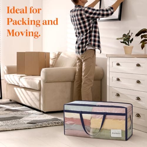 Lifewit 6 Pack Large Moving Bags with Lids and Sturdy Handles, 90L Heavy Duty Packing Organizers for Moving House, Clothes Bedding Blanket Comforter Toys Storage Bags, Transparent — view 6