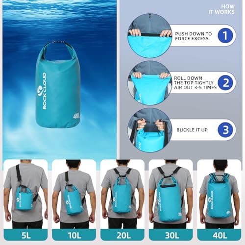 ROCK CLOUD Dry Bag Waterproof 10L Dry Sack for Kayaking Rafting Boating Beach Surfing Swimming Canoe Camping Hiking Fishing Ski — view 5