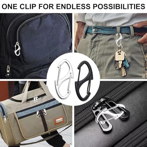 8 Pcs Anti-Theft Zipper Clips, Mini Double-Sided S Carabiner Locks, Small Metal Zipper Pull Hooks Prevent Accidental Opening, Durable Security Accessories for Luggage & Backpacks — view 6