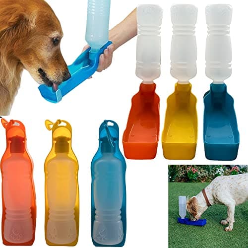 Pet Travel Water Bottle 500ML Portable Dispenser Travel Water Bottle Bowl for Dog Cat Small Animals (Orange) — view 2
