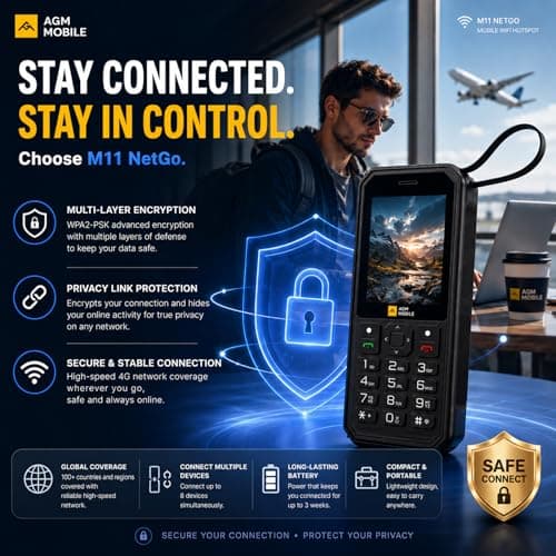 AGM M11 NetGo SIM Free 4G Mobile Phone, Built-In Global Data, 5GB Free Data — view 5