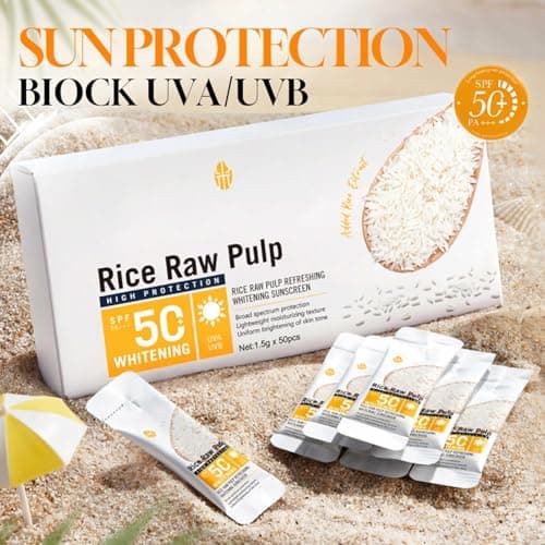 SPF 50+ Travel Size Sunscreen, 50 Pack Mini Sun Cream With Rice Essence, Waterproof Long Lasting Sun Protection for Face & Body, Portable Travel Sun Cream — view 3