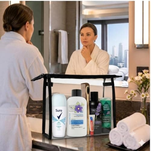 Women's Travel Toiletries Set with Clear Toiletry Bag – Travel Kit with Shampoo, Conditioner, Shower Gel, Anti-Perspirant, Dental Kit & Comb, Travel Essentials for Holidays, Overnight Stays — view 5
