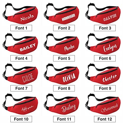 Nametape Express Belt-Bum Bag/Fanny Pack - Stay organised and Stylish on-the-go with This Personalised Money Belt fastival Bag Hip Purse Printed with Name (Red) — view 2