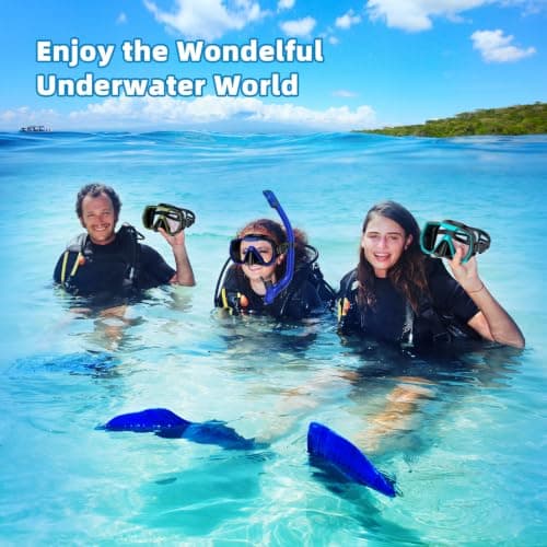 Honlanor Snorkel Set Adults Snorkeling Gear Anti-Leak and Anti-Fog Tempered Glass Lens Panoramic View Swim Mask Dry Top Snorkel Kit for Snorkeling Scuba Diving Swimming Travel — view 6