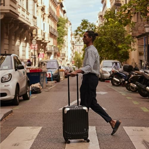 LEVEL8 Carry-on Suitcase 20-Inch with Laptop Compartment, Hand Luggage Case, ABS+PC Hardshell Spinner Trolley Lightweight 4 Wheels Cabin Size with TSA, Grey — view 2